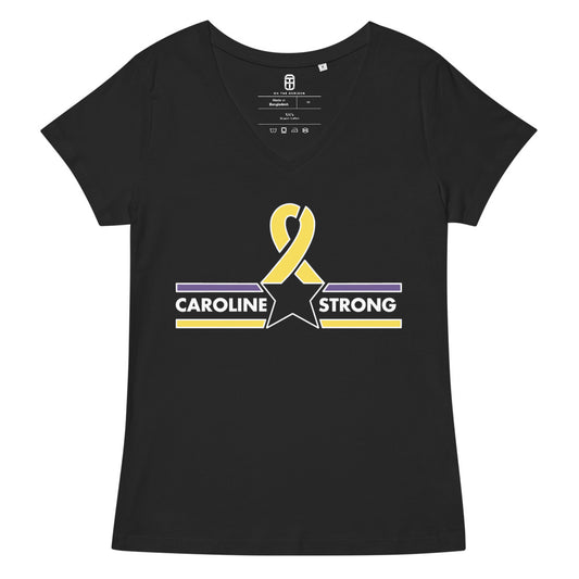 CAROLINE STRONG WOMEN'S WHITE OUTLINE LOGO V-NECK T-SHIRT