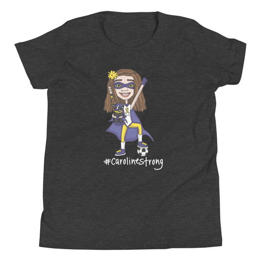 CAROLINE STRONG SUPERHERO WHITE LETTERS YOUTH T-SHIRT (MORE COLORS)